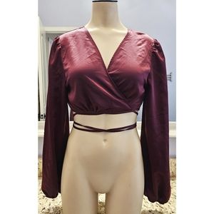 Women's Cropped Wrap Blouse